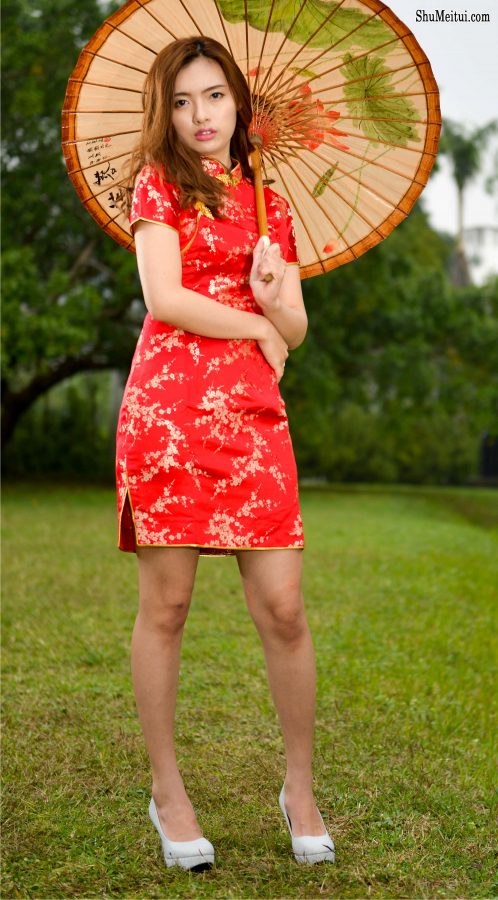 小庭红色超短旗袍高跟美腿[第10张/共24张]