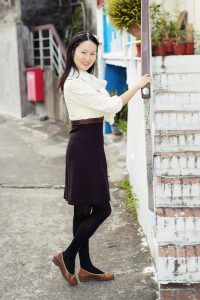 Elin姐穿黑色连裤袜外拍优雅