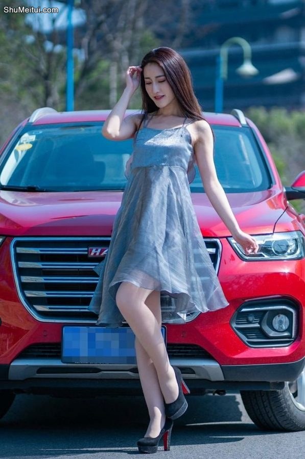 开哈弗的漂亮美女穿肉丝高跟鞋露背车模照片[第2张/共19张]