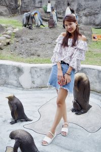 CC姐在动物园拍照片腿不是一般好看