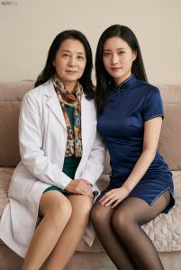 医生妈妈+律师女儿两人穿丝袜高跟拍摄母女合照